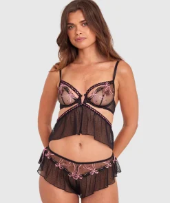 Night Games Bow Peep French Knicker - Black