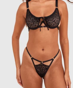 Night Games Cherry Delight Unlined Bra & String Set - Black