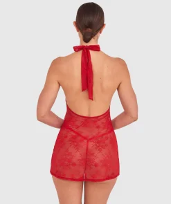 Night Games Class Act Mini Dress-Dark Red