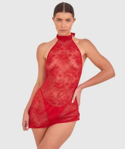 Night Games Class Act Mini Dress-Dark Red