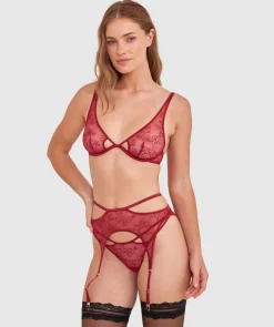 Night Games Fainthearted Suspender - Berry