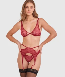 Night Games Fainthearted Suspender - Berry
