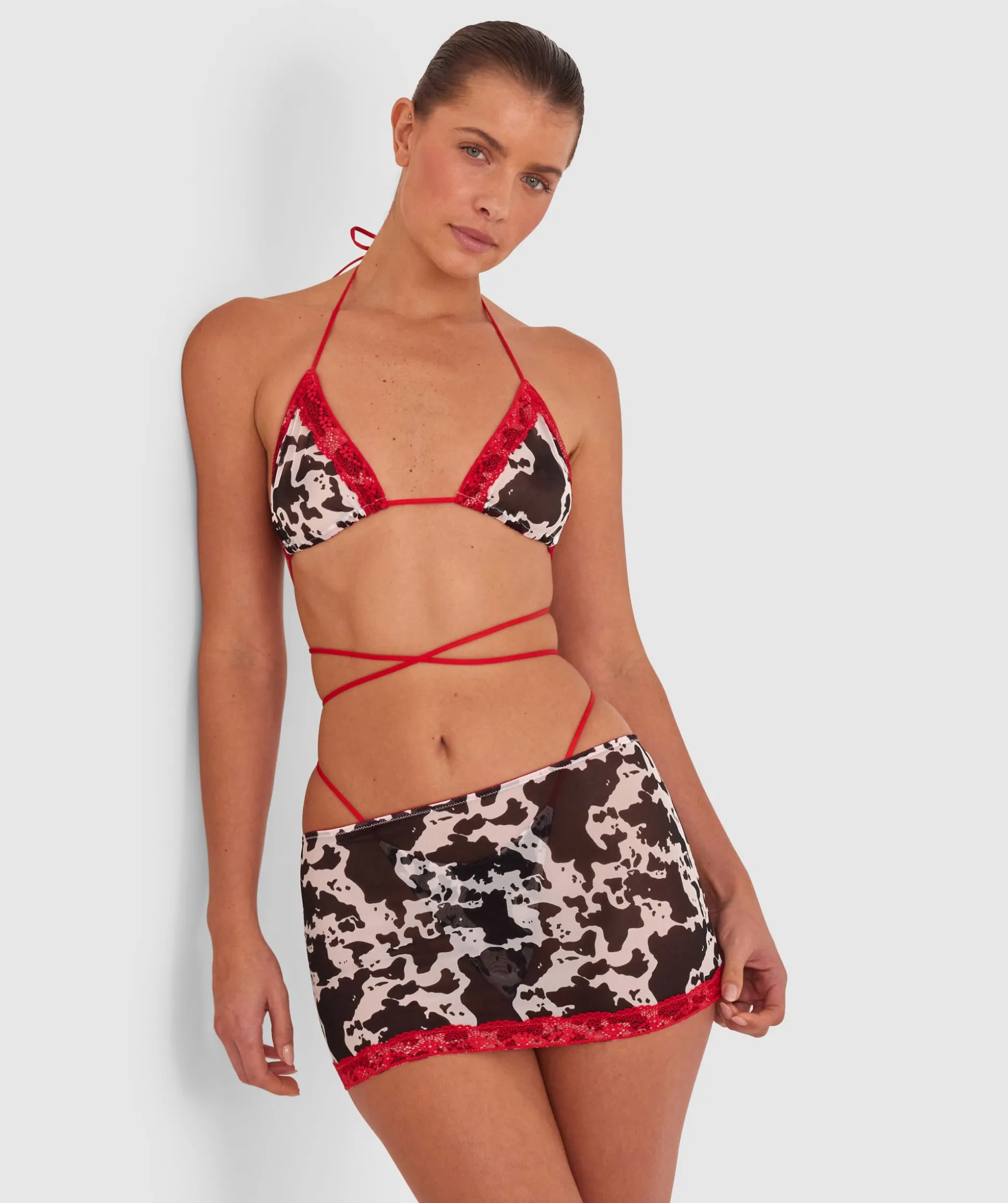 Night Games Hoedown 3 Piece Set - Print/Dark Red