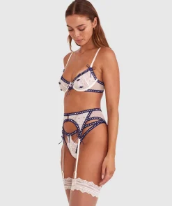Night Games It's A Date Suspender - Ivory/ Dark Blue