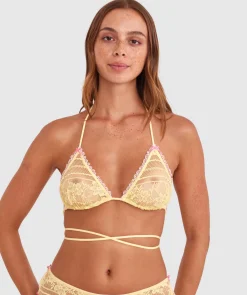 Night Games Juicy Bralette & Shortie Set - Light Yellow/ Light Pink