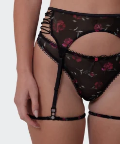 Night Games Lust In Bloom Suspender - Print Floral/Black