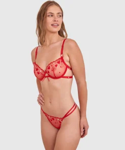 Night Games Oh La La Unlined Bra & String Set - Light Red
