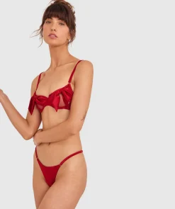 Night Games Pinky Promise Unlined Bra-Dark Red