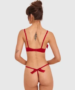 Night Games Pinky Promise Unlined Bra-Dark Red