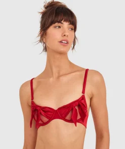 Night Games Pinky Promise Unlined Bra-Dark Red