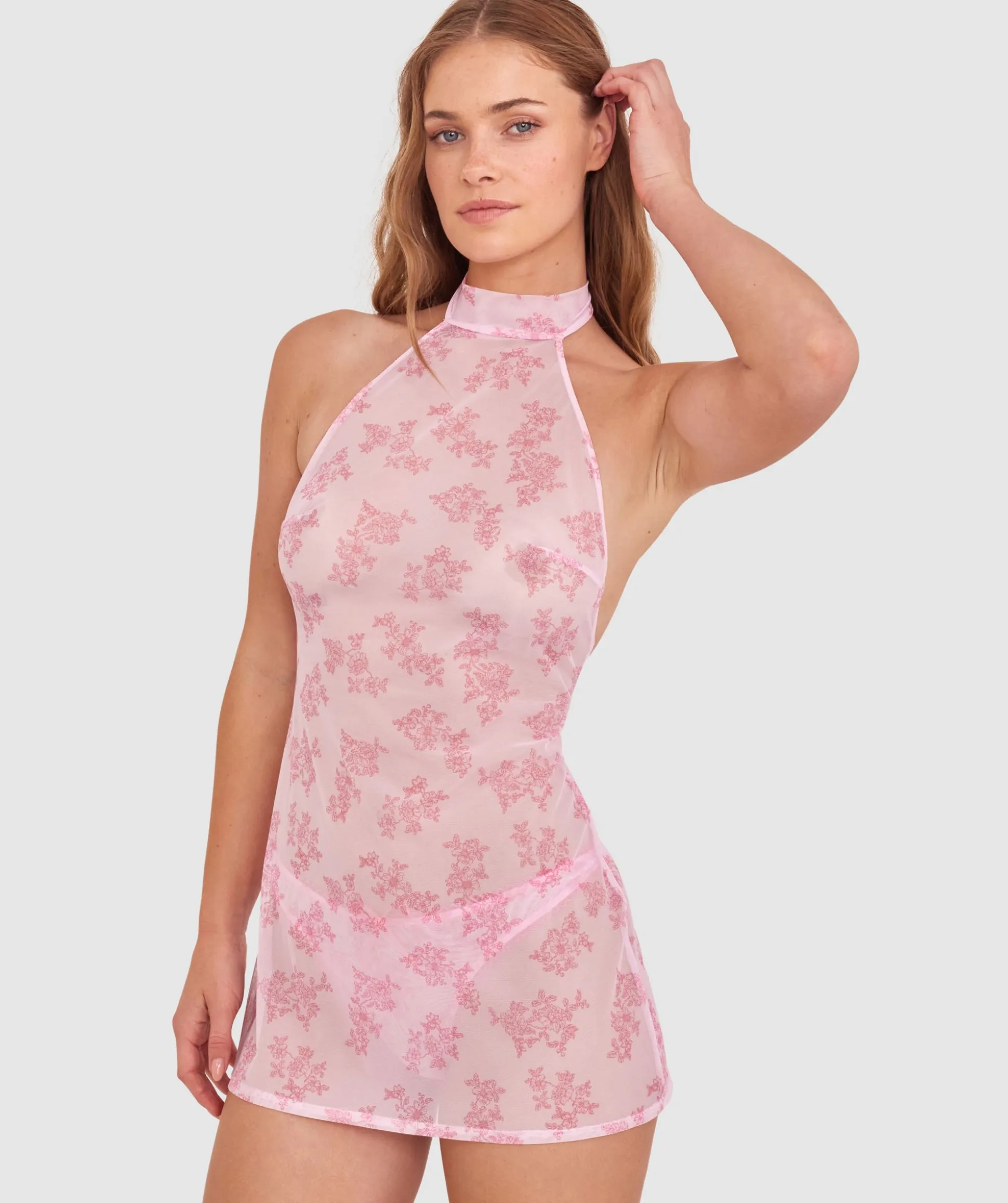 Night Games Rosy Secrets Slip - Print Floral/Pink
