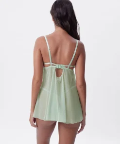 Night Games Soft Surrender Unlined Delight Babydoll & String - Light Green