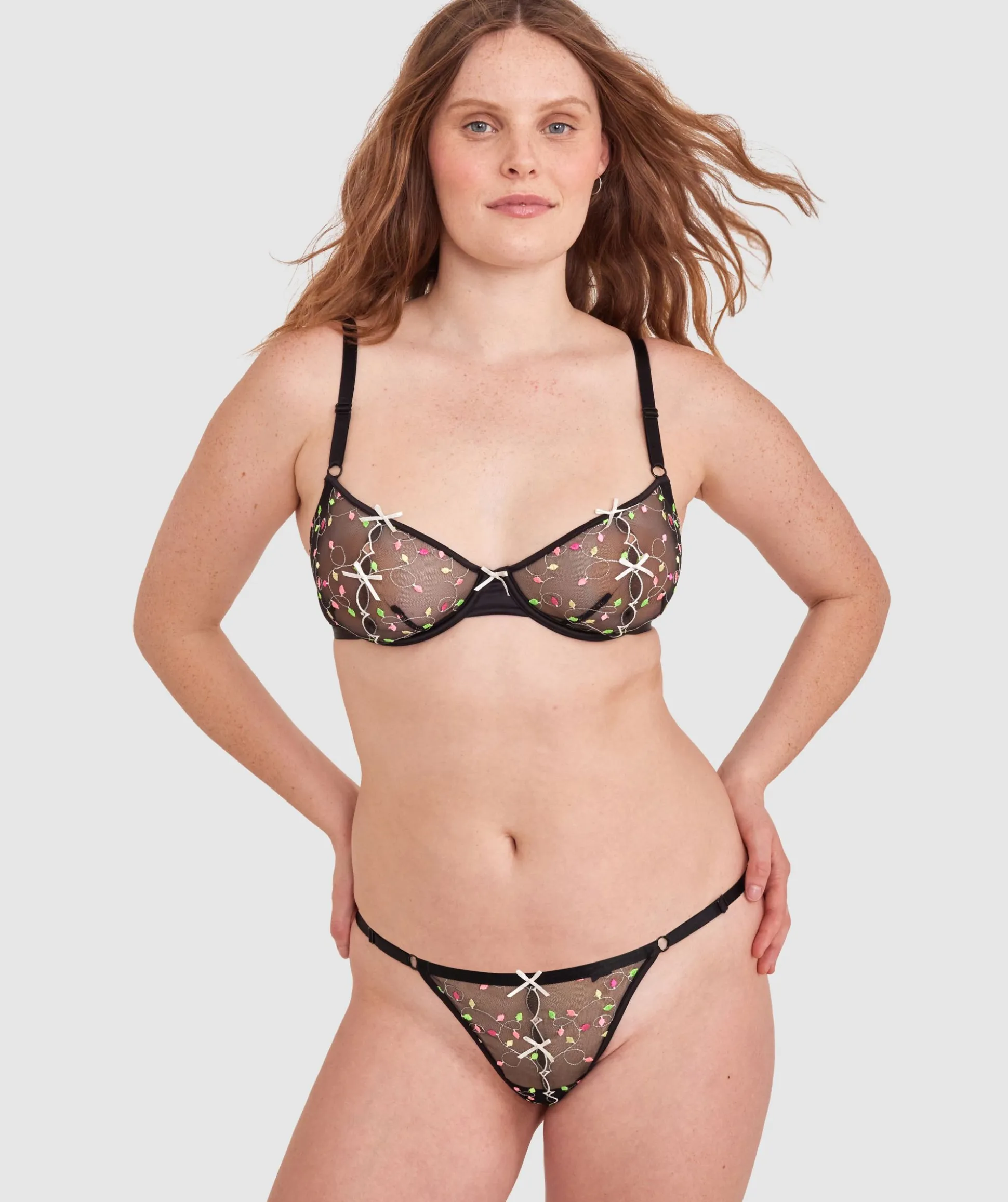 Night Games Turn Me On Unlined String Set - Black