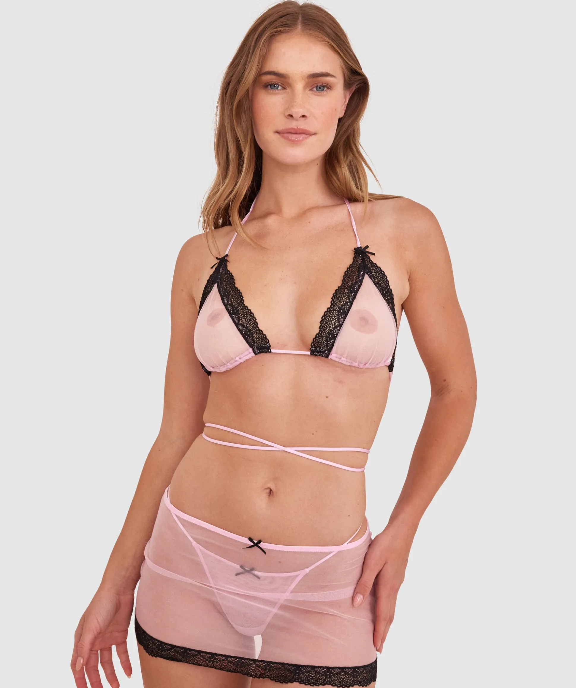 Night Games Whateva 3 Piece Set - Light Pink/Black