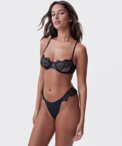 Night Games You'll Miss Me Unlined & String Set - Black