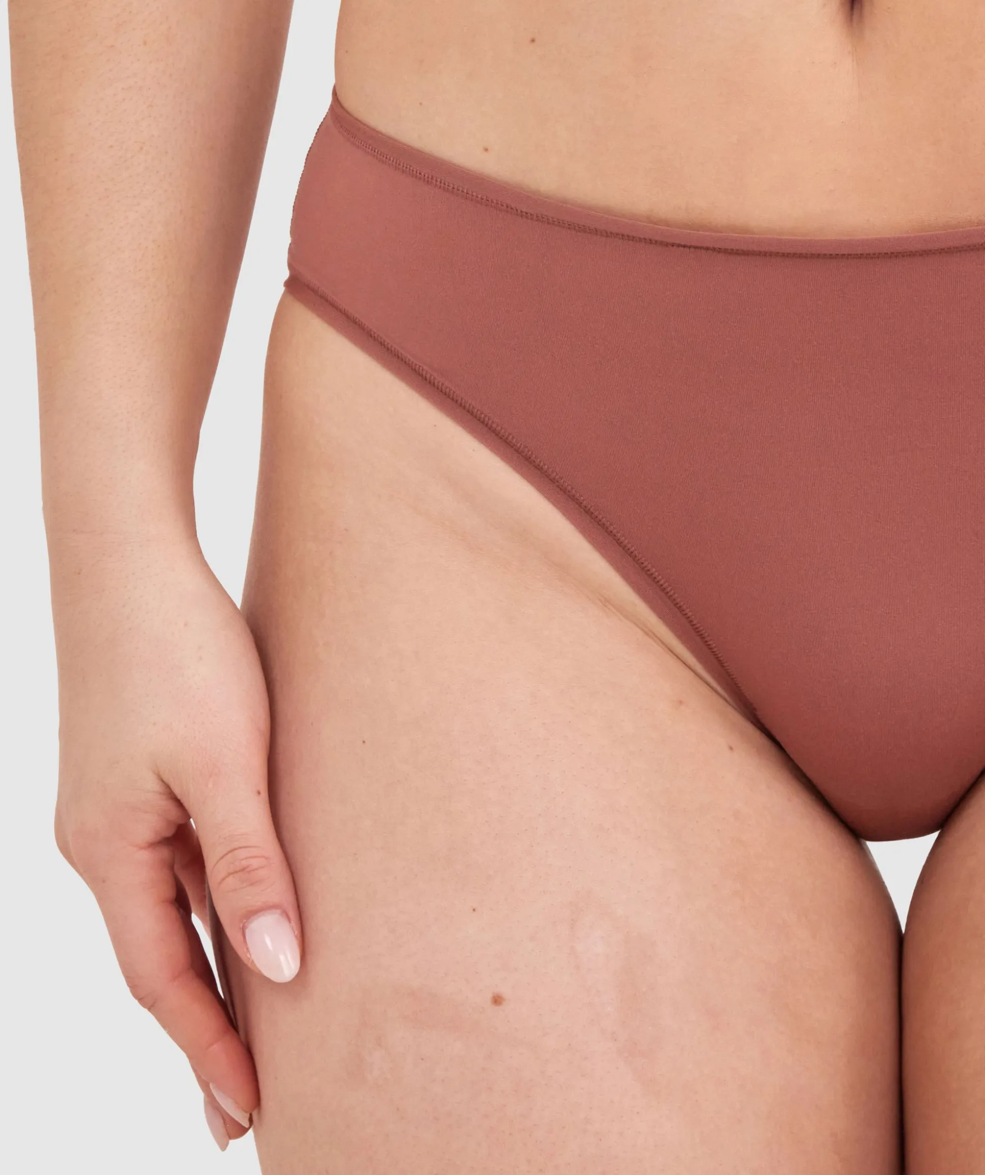 NKD High Leg Brazilian Knicker - Mocha