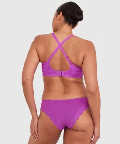 NKD High Leg Lace Brazilian Knicker - Purple