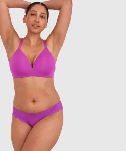 NKD High Leg Lace Brazilian Knicker - Purple
