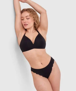 NKD High Leg Lace Brazilian Knicker - Black