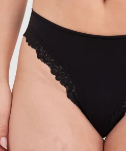 NKD High Leg Lace Brazilian Knicker - Black