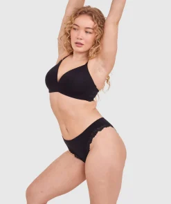 NKD High Leg Lace Brazilian Knicker - Black