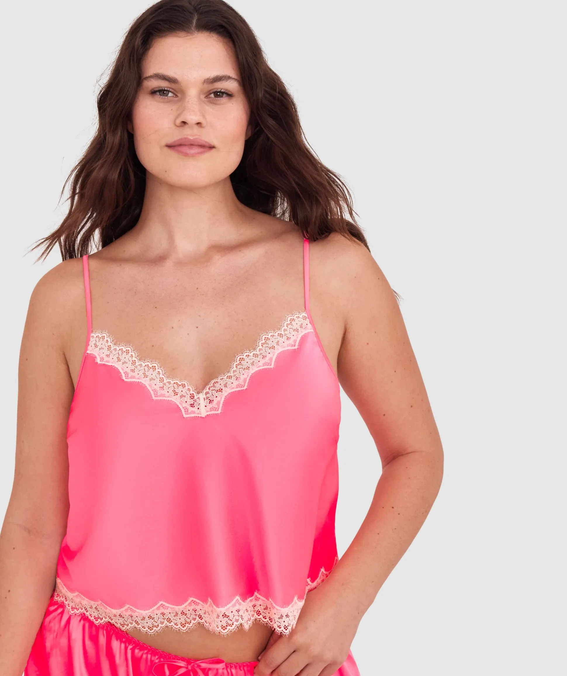 Paris Cami-Hot Pink / Cream