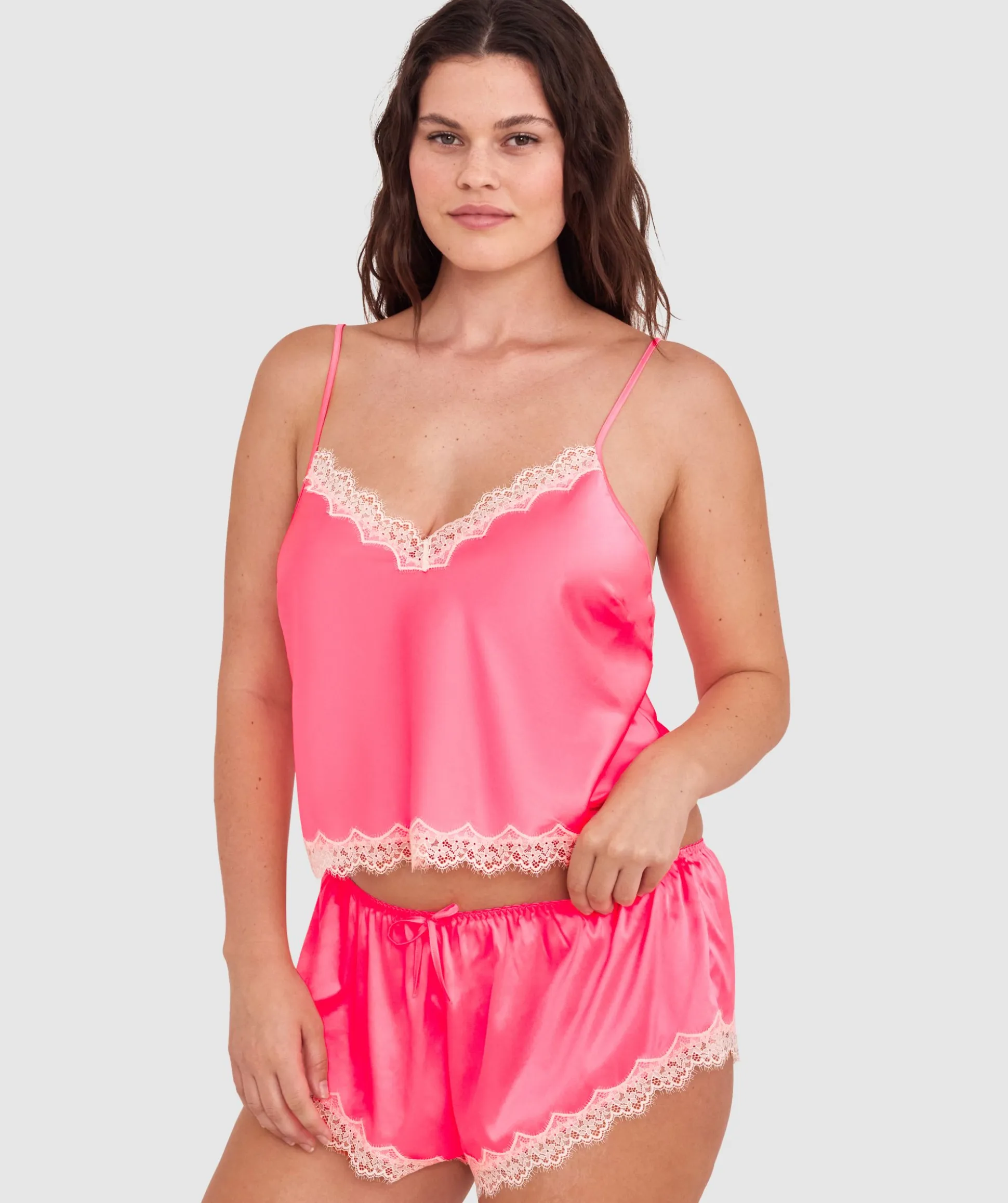 Paris Cami-Hot Pink / Cream