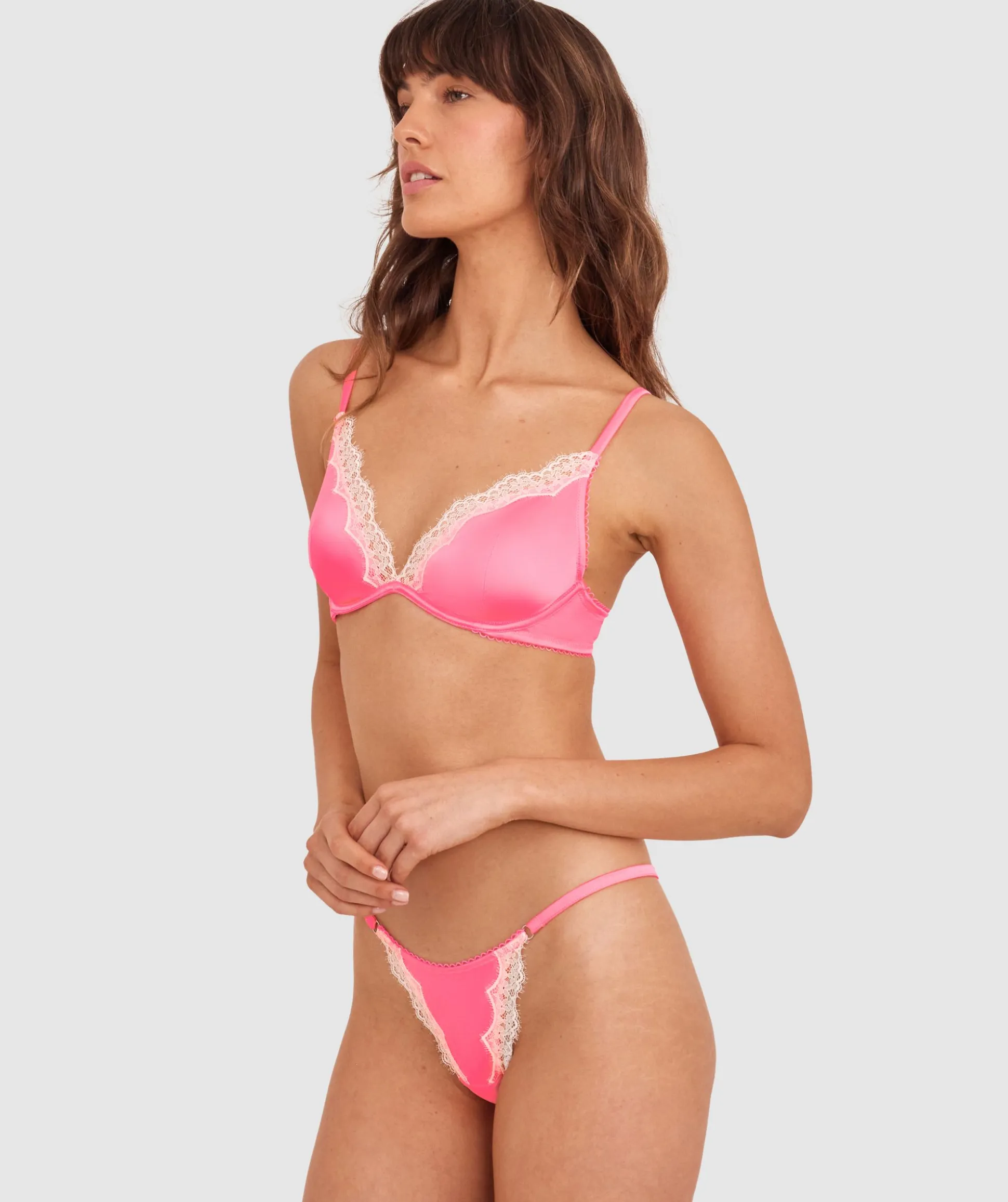 Paris Unlined Bra - Hot Pink / Cream