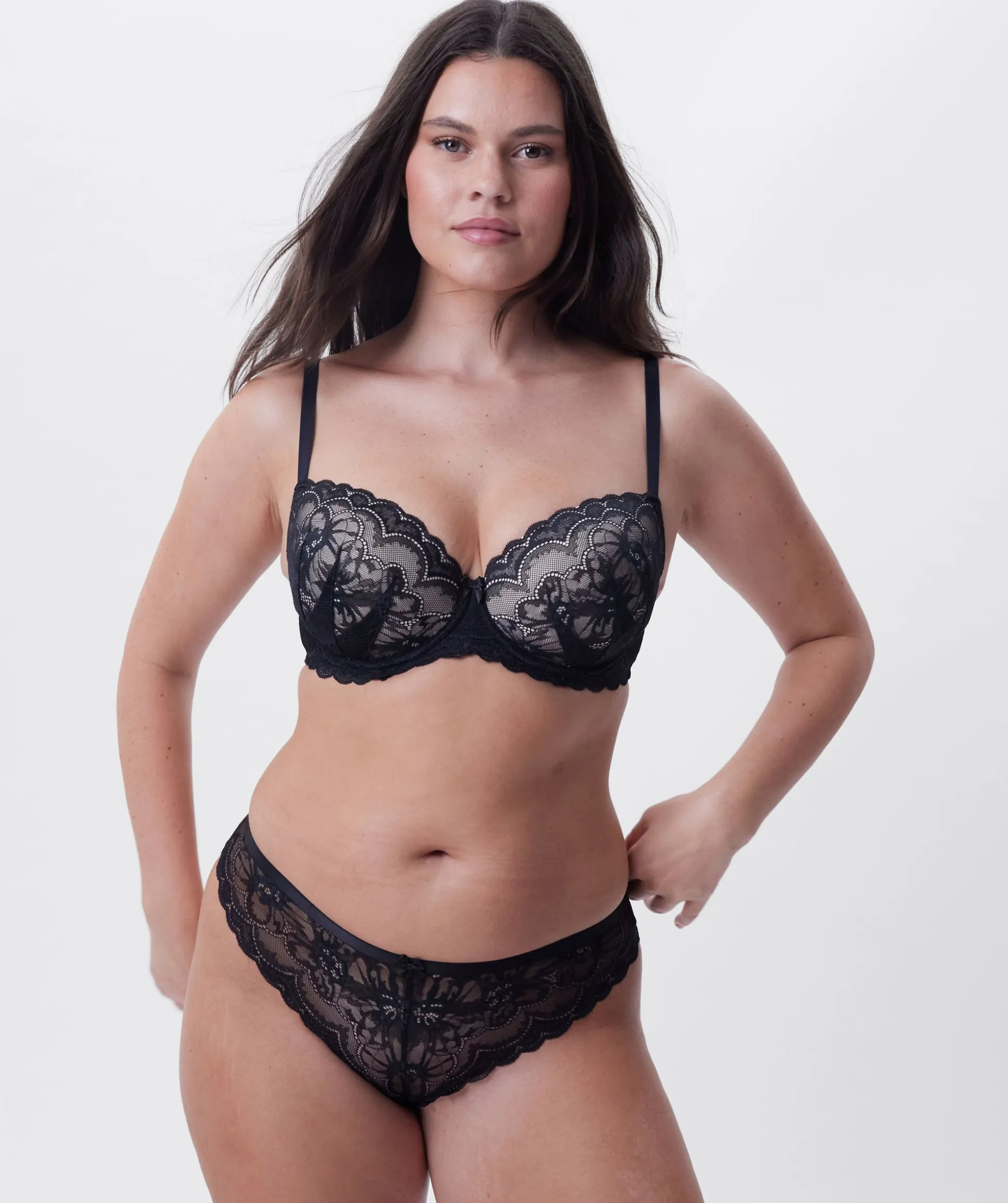 Posie Lightly Lined Balconette Bra - Black