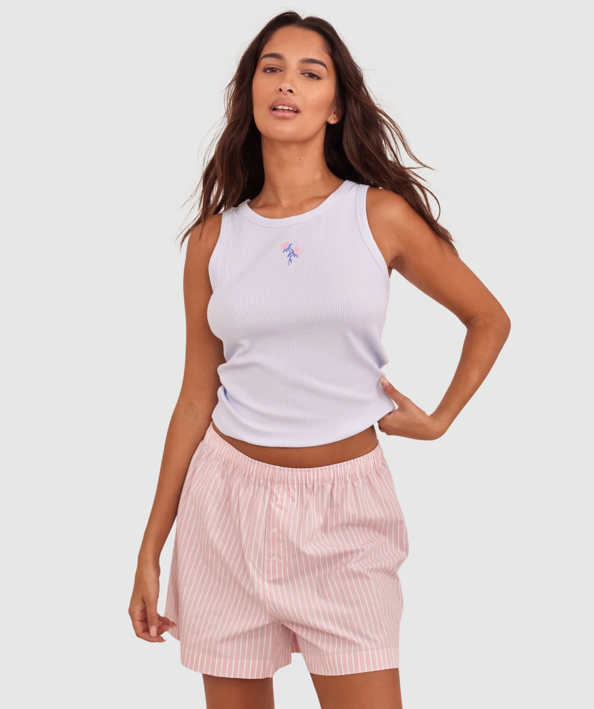 Relax Short - Pink/Print Stripe