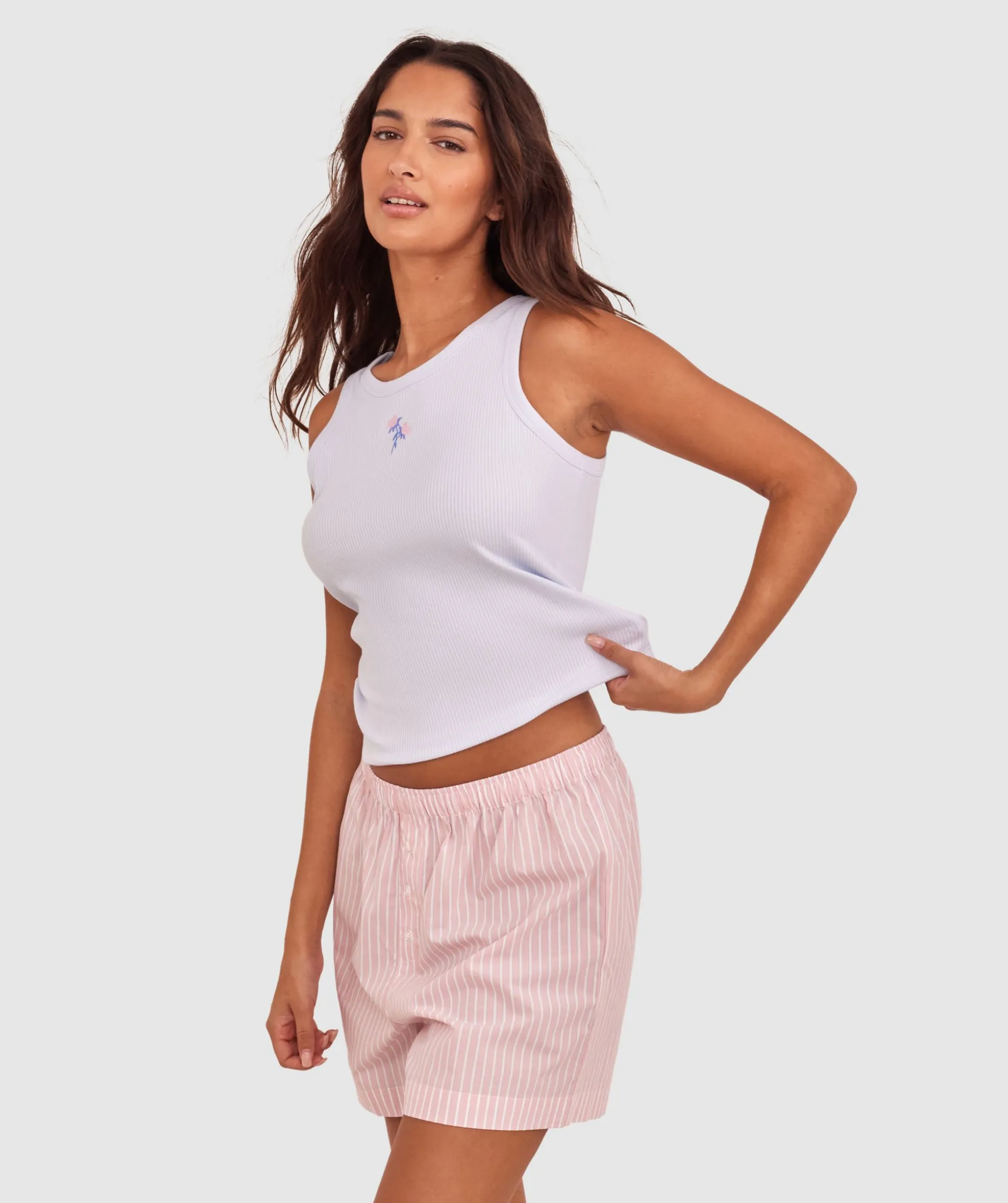 Relax Short - Pink/Print Stripe