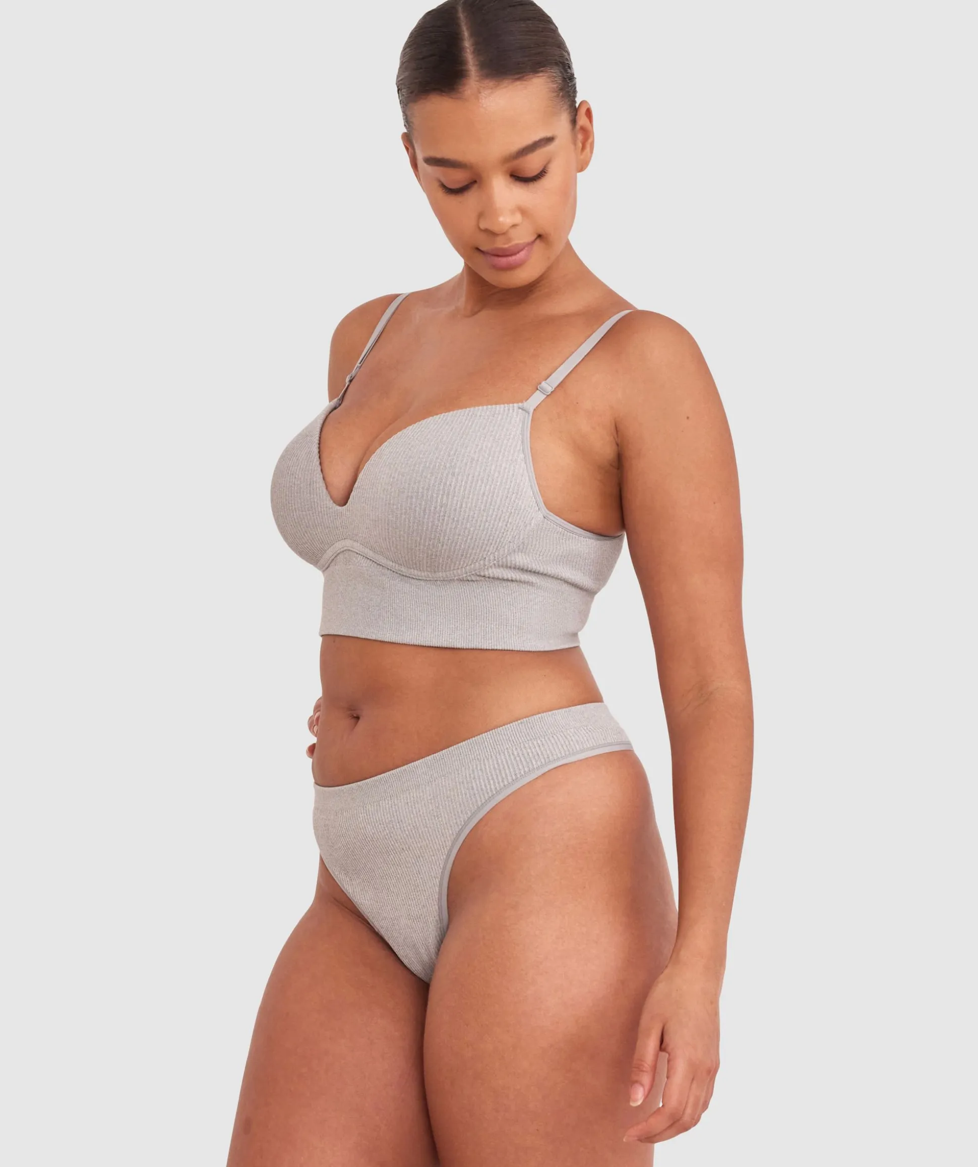 Rib Basics G String - Grey