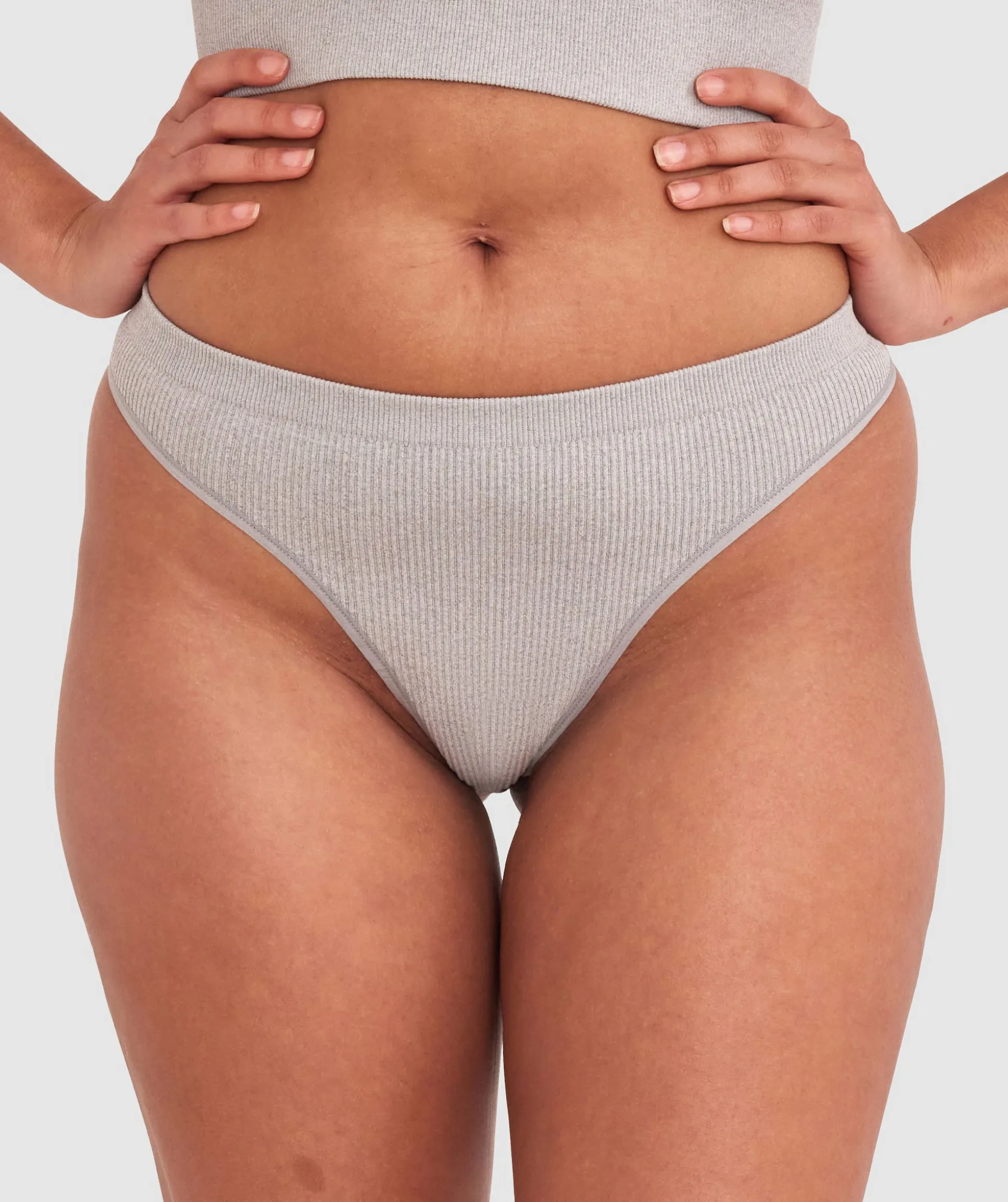 Rib Basics G String - Grey