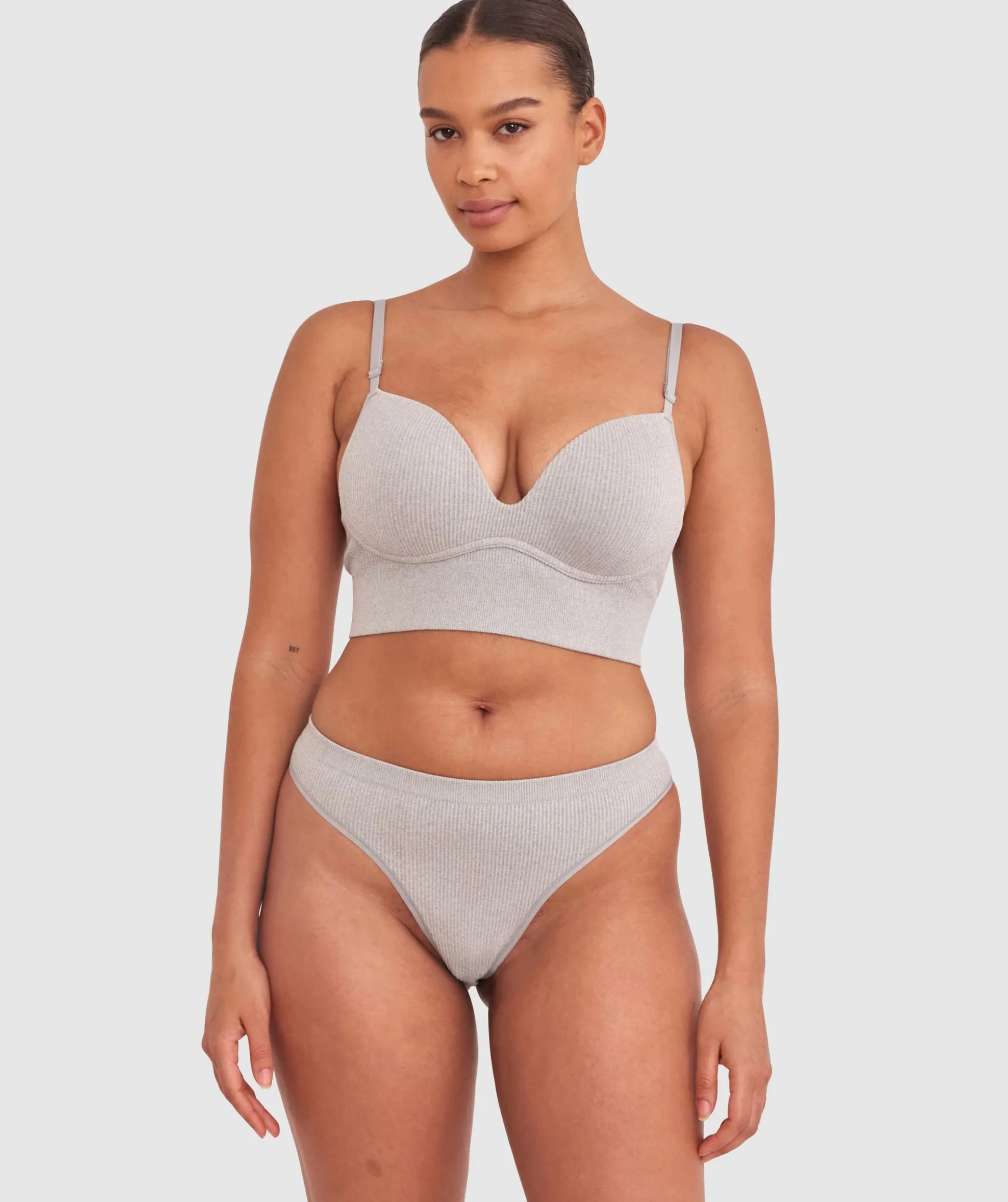 Rib Basics G String - Grey