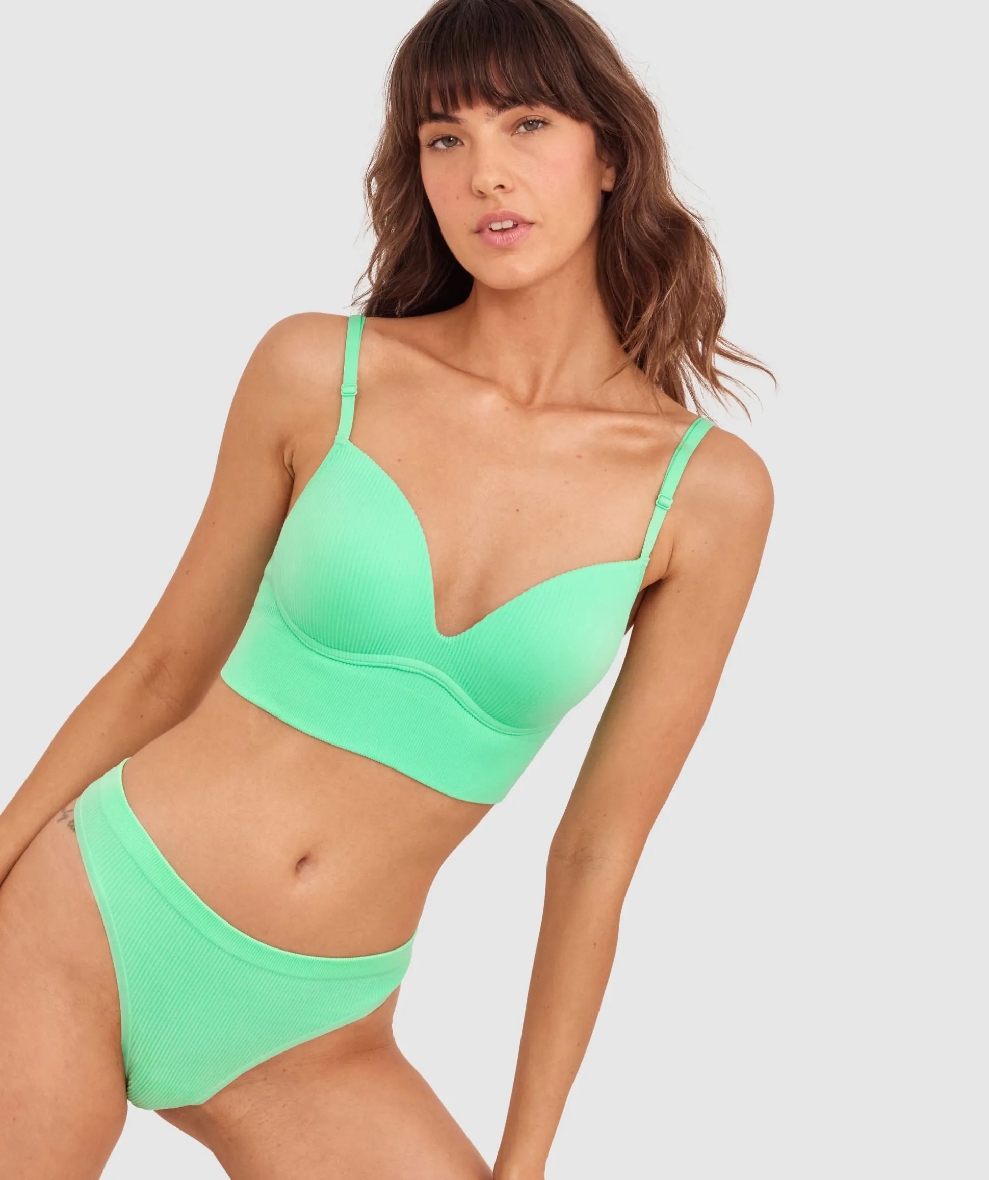 Rib Basics Push Up Wirefree - Mint Green