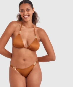 Ride It Cowgirl Triangle Bikini Top - Brown