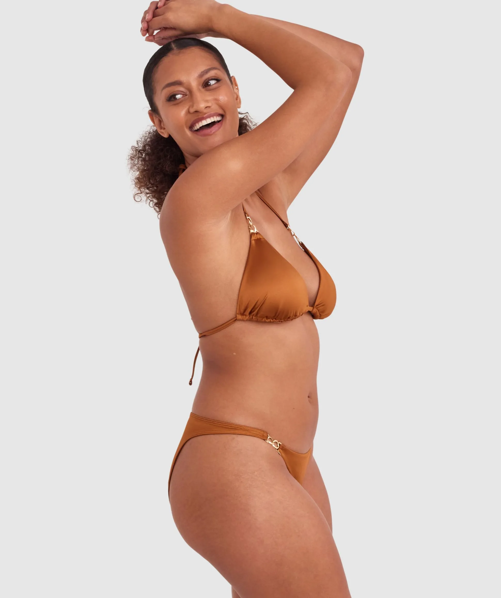 Ride It Cowgirl Triangle Bikini Top - Brown