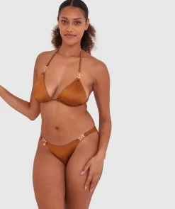 Ride It Cowgirl Triangle Bikini Top - Brown