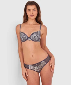 Silvia Brazilian Knicker - Dark Grey/Silver
