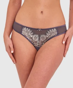 Silvia Brazilian Knicker - Dark Grey/Silver