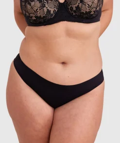 Smooth Comfort Lace Bikini Knicker - Black