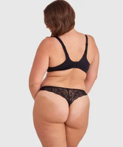 Smooth Comfort Lace V String Knicker - Black/ Black