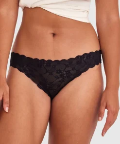 Smooth Lace Brazilian Knicker - Black