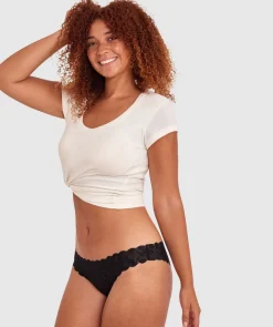 Smooth Lace Brazilian Knicker - Black