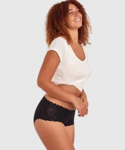 Smooth Lace Full Brief - Black