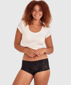 Smooth Lace Full Brief - Black