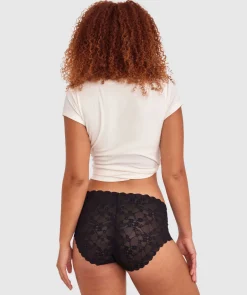 Smooth Lace Full Brief - Black