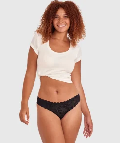 Smooth Lace G String - Black