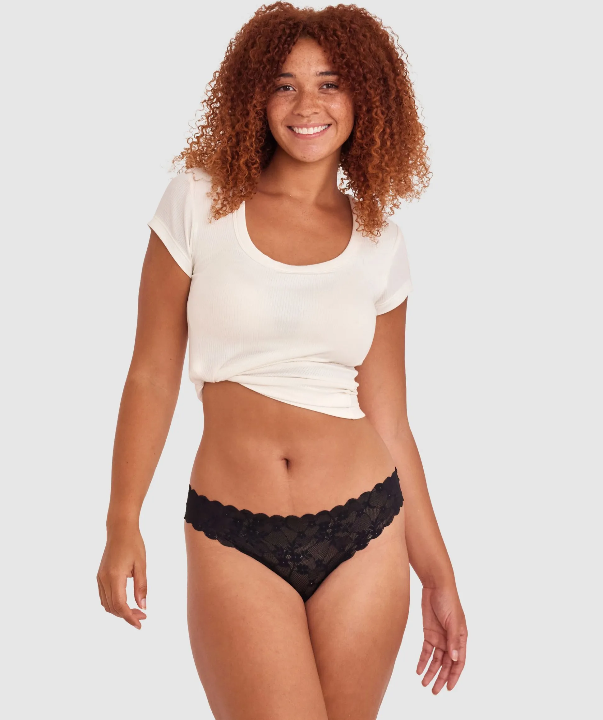 Smooth Lace G String - Black