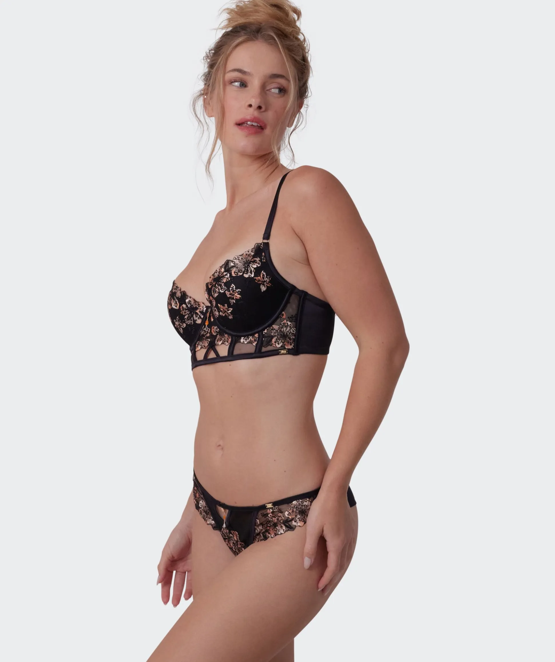 Vamp Allure Push Up Longline Bra - Black/ Print Animal